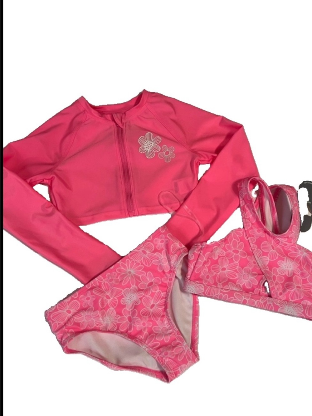 NWT Wonder Nation Pink Floral Kids Rashguard Set